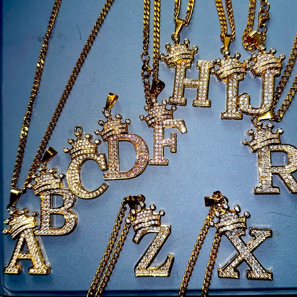 Initial Necklaces W/ Crown - Picture 1 of 2